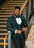 Hunter Green Wedding Tuxedos زر واحد الرجال دعاوى العريس شال صفيرة العريس Tuxedos الزفاف/حفلة موسيقية رجل السترة سروال