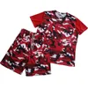 New Camouflage Splicing Tracksuits For Mens Fitness Training T shirts And Sports Drawstring Shorts Running 2 Piece Sets 2293