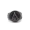 Rvs Heren Ring Freemaoson Masonic Silver Black Rings Gratis Mason Masonic Emblemen Sieraden Jewel Man's Gift