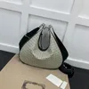 Crescent Bag Top Quality Hobo Women Clutch Borse sotto le ascelle Borsa a tracolla Borse a tracolla Vera pelle Gancio in metallo dorato Cinturino a righe verde rosso