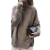 Pull épais Pull à col roulé en laine pour femme Automne Hiver Court Lâche Plus Taille Pull Paresseux Top tricoté 201222