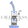 Plataforma de dab de 11 pulgadas Delicada capa doble Neumático Perclator Hookah Glass Water Bong con tubo de reciclado de uñas de cuarzo Plataformas petroleras Pipas para fumar