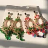 Dingle ljuskronor handgjorda bohemiska pärlor örhängen för kvinnor färgglada pärlor tofs droppörhängen boho uttalande smycken
