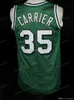 XFLSP Anpassad Retro Darel # Carrier High School Basketball Jersey Mens Alla Stitched Green Number Name Jerseys Size 2xs-6xl