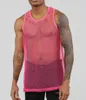 Débardeurs pour hommes Sexy Men's See Through Mesh Sheer Fishnet GYM Muscle Top Fitted Clubwear Undershirt Sleeveless Plus Size TeeMen's