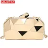 Magicyz Gold Acrylic Box Geometry Clutch Asevies elegent Chain Women Handbag Party Counter Bag for WeddingDatingParty Y201224