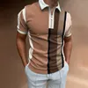 Men Polo koszule Summer High Quality Casual Marka krótkie solidne koszule męskie Town Kołnierz Zippers Tees Tops 220621