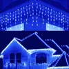 Décoration de fête Décorations de Noël pour la maison en plein air LED Rideau Icicle String Light Street Garland sur la maison hiver 220V 7m Droop 0.3