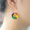 Pendientes del encanto de la aleación de la flor sonriente molecular original de la ciencia de la personalidad para las mujeres niñas lindo colorido girasol cuelga el regalo de la joyería de moda