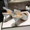 Sandales marque Design Sequin pompes femmes 2022 nouveau poinçon chaussure Slingbacks talons hauts chaussures femme talon mince or argent fête 220419