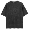 ハラジュクTシャツメンヒップホップビンテージウォッシュアニメグラフィック特大のシャツのストリートウェアティー100％コットンTシャツ220706