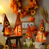 Sunflower Orange Hat Harvest Festival Ornaments Party Supplies Pendant Doll med Lamp Holiday Decoration Toy Gnomes Santa Elf Thanksgiving Gifts 6HB1 Q2