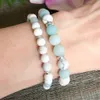 MG1519 Strand Amazonite Howlite Gemstone Bracelet Set Anxiété Soulagement Diffuseur Bracelet Guérison Cristaux Lava Perlé Bracelets