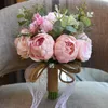 Свадебные цветы Perfectlifeoh Искусственные атласные розы свадебные букеты деревенские букеты