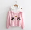 Popualr Cartoon Women Sexy Off Shoulder Hoodies Kawaii Girls Spring Autumn Tops Cosplay Harajuku Anime Off Axla Sweatshirts 220815