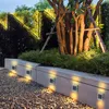 Lampa słoneczna z podwójnym bocznym lampą słoneczną światła ogrodzenia na zewnątrz wodoodporne patio schodowe oświetlenie ściany ciepłe białe ogrodowe krajobraz kroku Światło