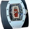 Luxusuhr Date Richa Milles Business Leisure RM07-01 Vollautomatische mechanische Uhr mit blauem Keramikband für Damen