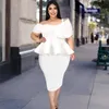 Plus Size Dresses For Women Large Fat Ladies Strapless Suspender Dress Sleeve Ruffle Hem Party Hip Wrap Skirt Two Piece SetPlus