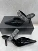 Designer-Designers high heeled sandals slippers for ladies Stiletto heel 10cm Sheepskin Crystal grain satin Girl size 8.5 top quality shoes