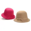 Kvinnor Autumn Winter Warm Ull Felt hattar Bow Bucket Cap Top Hat Elegant All-Match Fedoras Caps Wholesale