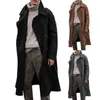 Men's Trench Coats Retro Blends Winter Coat Men Long Casual Brown Warm Wool Streetwear Jacket Outerwear 2022Men's