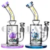 Imported American Color dab rig Rod straight fab hookahs glass bong recycler 10 inches water pipe honeycomb jet perc oil rigs bubbler & banger