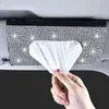 Bilsol Visor Tissue Box Holder Bling Crystals Cover Case Clip Pu Leather Backseat Auto Accessories for Women 220523