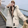 Parkas pour femmes FTLZZ 2022 Hiver Femmes Long Grand Col De Fourrure Épaisseur Chaud Pardessus Coton Rembourré Casual Femme À Capuche Vêtements D'extérieur Luci2