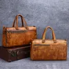 Duffel Taschen Vintage Hohe Qualität Echtes Leder Große Duffle Bag Männer Reise Handgepäck Große Männliche Wochenende Tote HandtascheDuffel