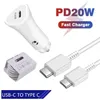 Chargeur de voiture Charge rapide 3.0 PD Type C câble 20W adaptateur USB de voiture rapide pour Huawei Xiaomi Samsung S22 A32 téléphone portable