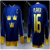 Nik1 40Vintage 1 Lindbergh Sverige Tre Kronor Hockey Jersey Peter Foppa Forsberg 40 Zetterberg 35 Lundqvist Anpassningsnamn och nummer