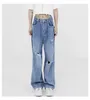 Heren jeans hoge taille vrouwen zwarte broek streetwear wide been broek rechte mode moeder spijkerbroek broekbroeken's