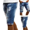 Designer Fashion Plus Size Vintage Summer Men Ripped Jeans Turn Up Cuff Fifth Pants Denim Shorts