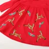 ジャンピングメーター長袖の赤ちゃんガールズドレス秋の春の桜の刺繍販売子供の衣装の花ドレス220422