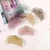 Women Crystal Face Bow-tie Grab Hair Clamps Large Wave Monster Shaped Solid Color Plastic Hair Claw Clips Korean Female Shower Ponytail Scrunchies Hairpins