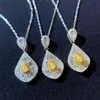 Pendant Necklaces Boho Style Yellow Cubic Zirconia Silver Color 45cm Chain Statement Necklace For Women Choker Fashion Jewelry 2022 TrendPen