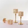 Mum tutucular düğün centerpieces şamdan parti dekorasyonları kristal şamdan parlak altın kare ev dekorcandle