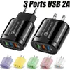 Fast Charging Multi-port 3USB 5V 2A Cell Phone Quick Charger Mobile Macaron Color Chargers European American Adapter