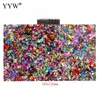 Portefeuille élégant multicolore paillettes sac de soirée de luxe femmes mariée fête bal Blingbling mariage embrayage acrylique sac à main 220630