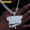 Цепи Iced Out Bling CZ Gun Подвеска Ожерелье Цирконий Сертифицированное письмо Steppa Ожерелья Мужская мода Хип-хоп Ювелирные изделия Цепи C222o