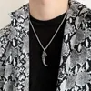 Hänge halsband punk cool modig vargtänder halsband kvinnor män lyckliga smycken retrotitanium stål tand amulett halsband