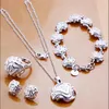 Fashion Jewelry Set 925 Sterling Silver Plated Rose Pendant Necklace Earrings Ring Bracelet For Women Valentine's Day Gifts270w
