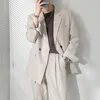 Blazer doppiopetto da uomo streetwear blazer casual vintage moda coreana abito da ufficio giacca blazer cappotto maschile da sposa 220801