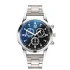 腕時計SL68 Kleurrijke Blauw licht glas drie-eye stalen band Horloge mannen casuare quartz heren horlogewristwatches