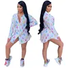 Women's Blouses & Shirts Vintage Fashion Print Women's Long Shirt High Quality Lady Clothes Chic Sexy Short Mini Dress