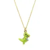 Chains Women's Trendy Necklace Fashion Diamond Green Small Dinosaur Clavicle Chain Korean Version Cute NecklaceChains