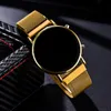 Wristwatches Fashion Luxury Rose Gold Digital Red LED Dial Watches For Women Gift Stainless Steel Mesh Belt Quartz Watch Ladies Magnet Clock