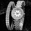 Wristwatches Fashion Women Bracelet Watches Set Luxury Full Diamond Watch For Quartz Wristwatch Ladies Dress GiftsWristwatches Hect22