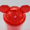 9 Colors! 12oz Acrylic Mouse Ear Tumblers with Straw Clear Plastic Dome Lid Tumbler for Kids Children Parties Double Walled Cute Cartoon Water Bottles Mug FY5195 C0325