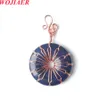 Wojiaer Quality Wrap Donut Natural Stone Pendant 30 mm Disc Jewelry Rose Gold Necklace Mixed Opal Bo978